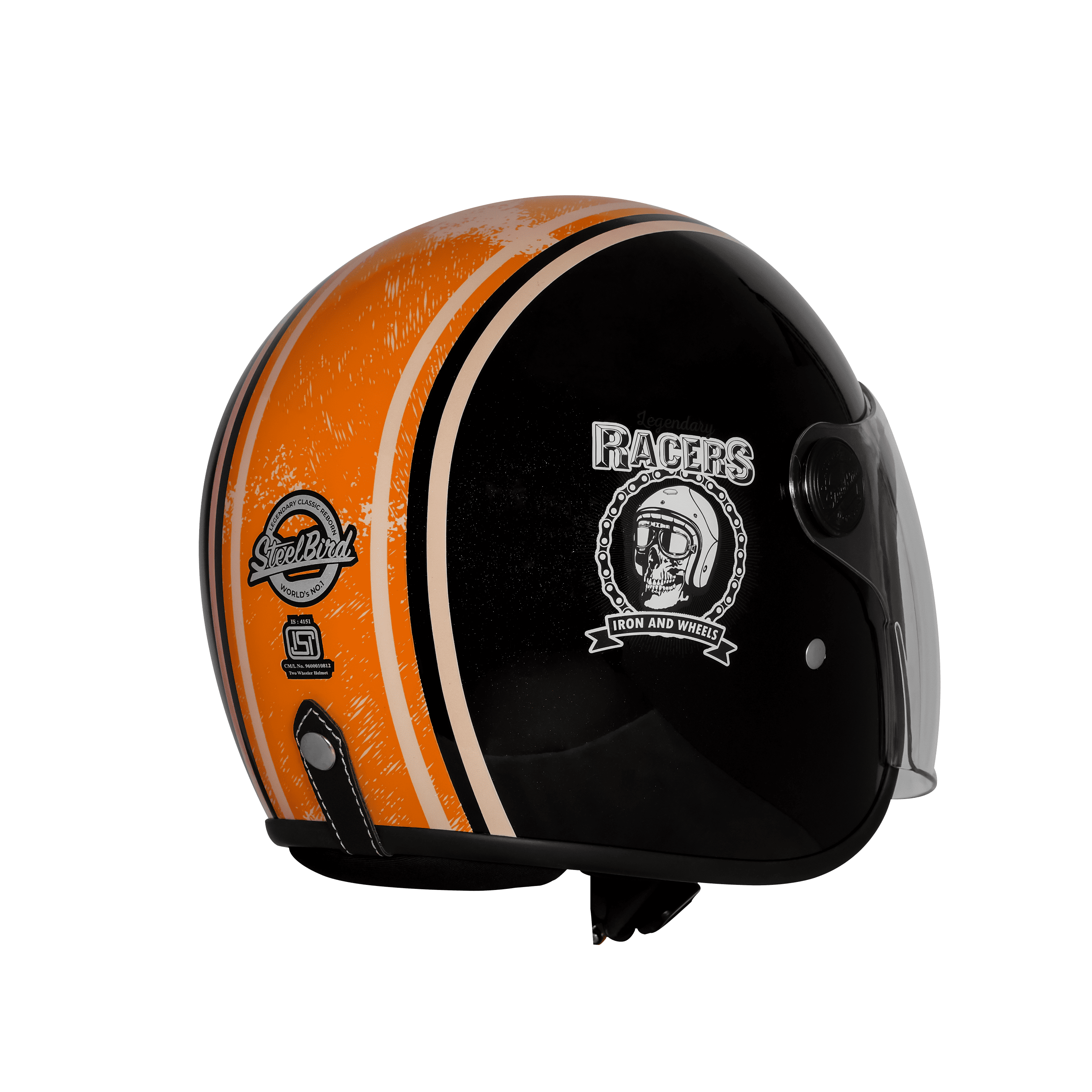 SBH-56 VINTAGE RACERS MAT BLACK WITH ORANGE